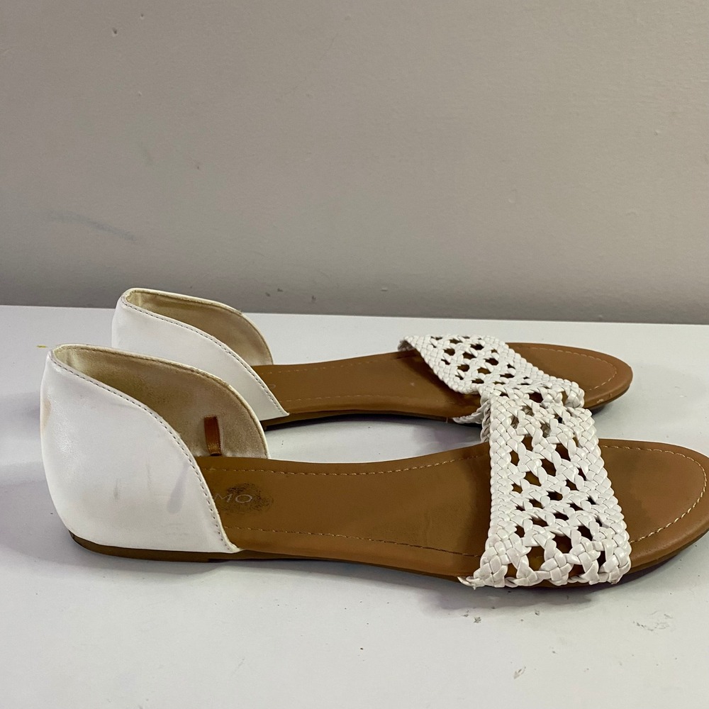 Andiamo Anashville Sandals Womens 10 White Woven Lattice D'Orsay Flats